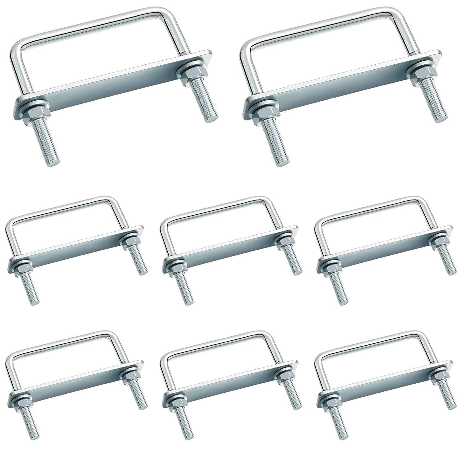 Uxcell Square U-Bolts 2-Pack M8 Thread - Carbon Steel With Nuts Washers For Piping L 641861