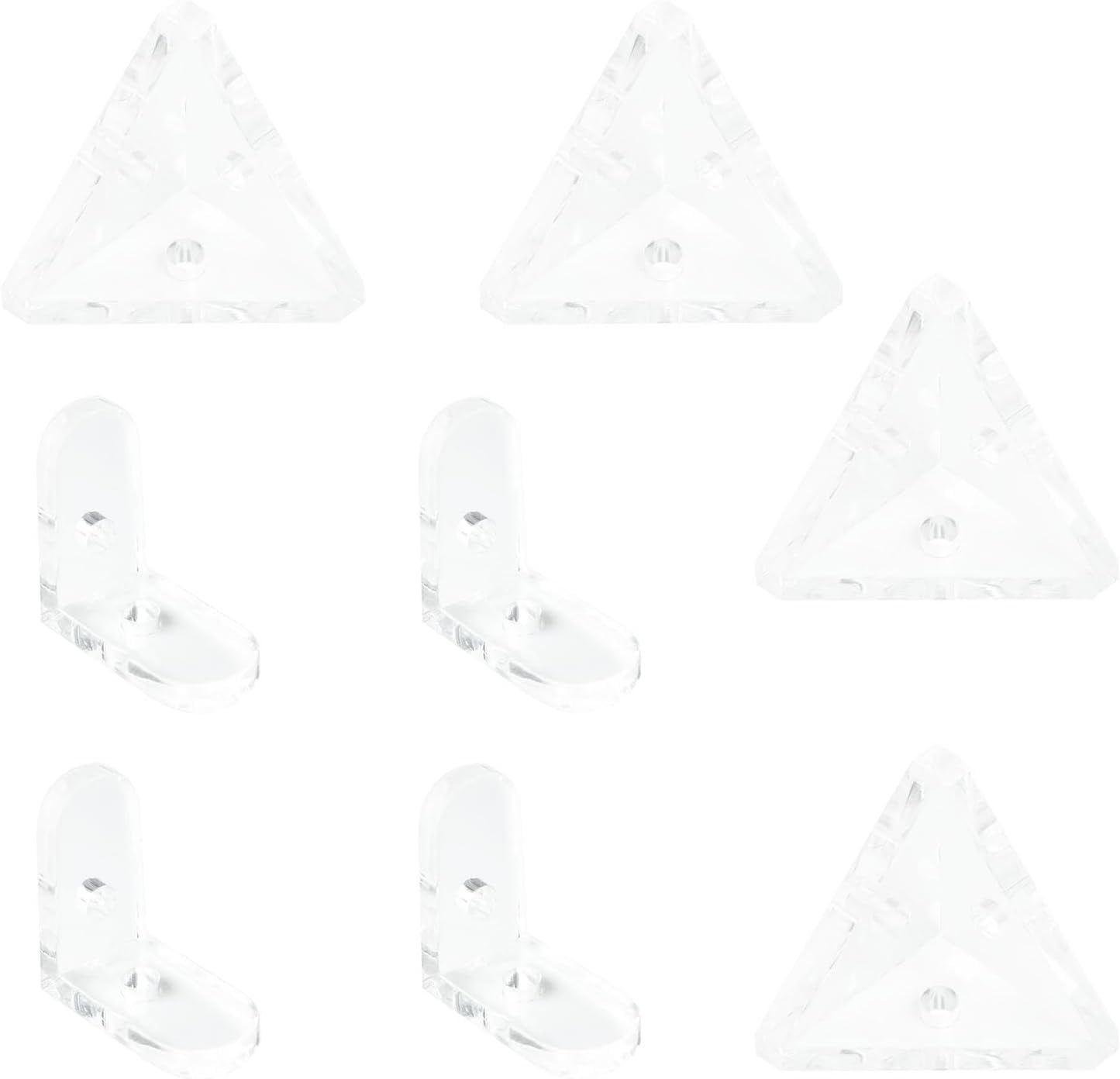 Acrylic Corner Brackets – 12pcs Clear L-Shape Shelf Braces, 20x20x10mm, With Screws