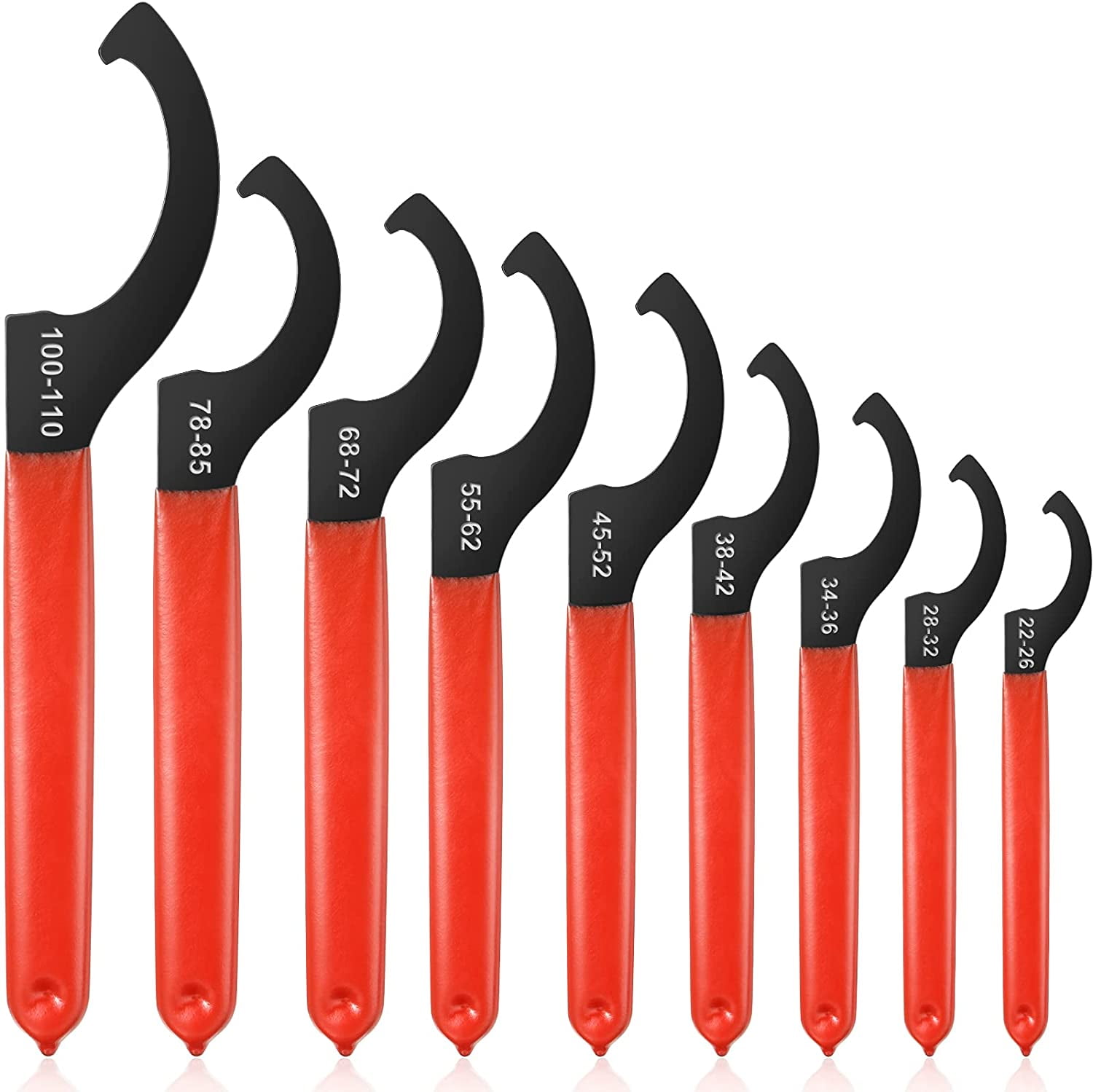 10-Piece Coilover Spanner Wrench Set - Universal Hook Wrenches For Shock Adjustment & Suspension Work (22mm-110mm)