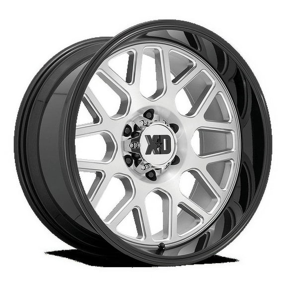 XD Aluminum Rim XD849 GRENADE 2 24X12in Brushed Milled with Gloss Black Lip Finish, XD84924287544N