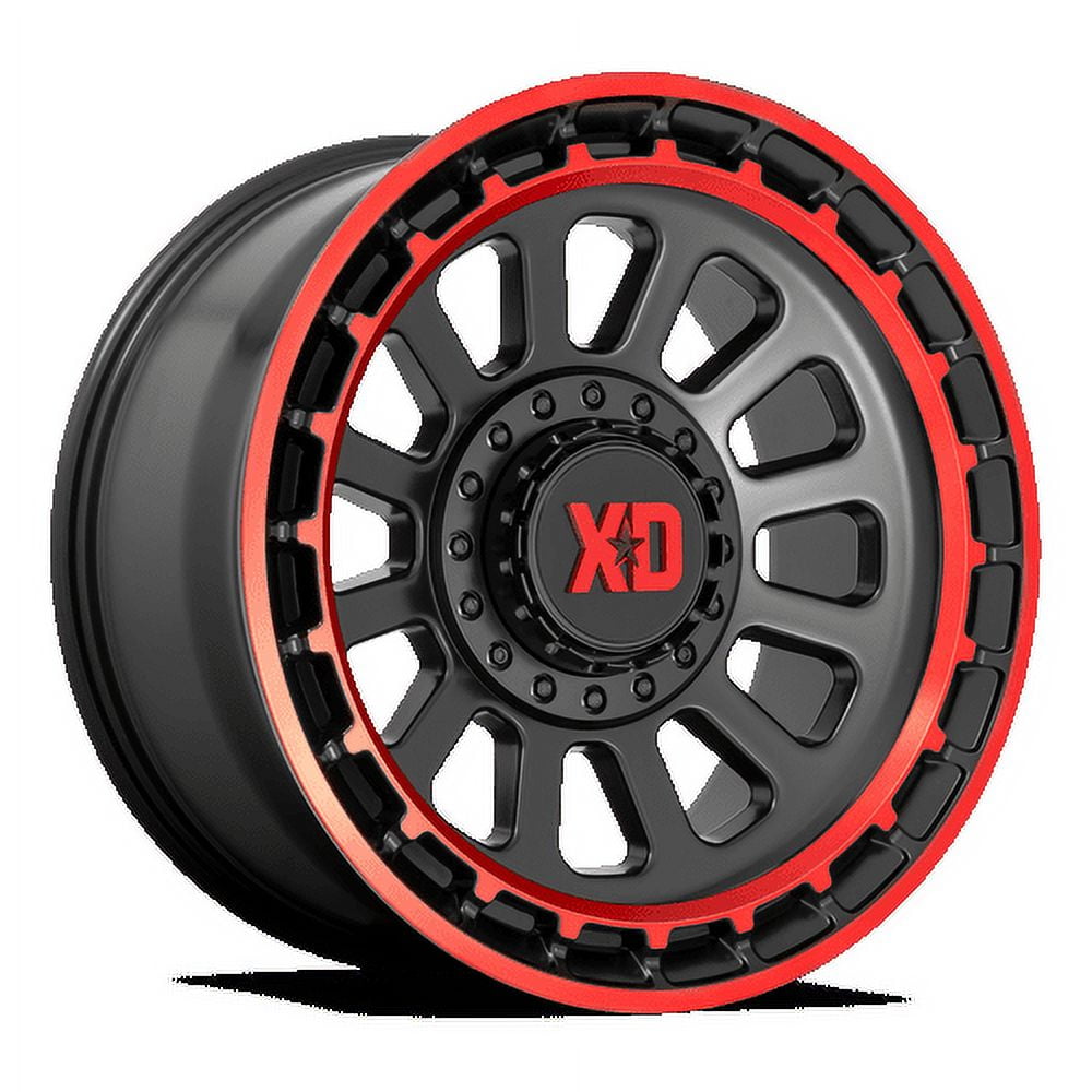 Xd Rim Keys XD Aluminum Rim XD856 OMEGA 20X10in Satin Black Machined Lip with Red ...