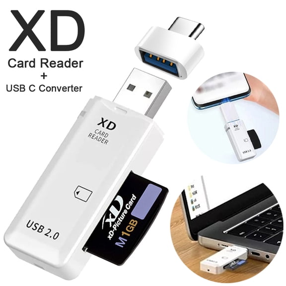 XD Card Reader USB-C Adapter Kit  Compatible with Olympus & Fuji Cameras, Includes USB-A to C Converter for PC, Laptops, Tablet & Smartphone