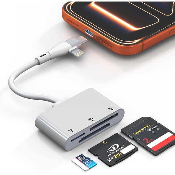 XD Card Reader for Lightning/USB C 3 in 1 SD Reader XD/SD/TF Picture iPhone 17/16/15/14/Macbook/Android/PC/Computer/Laptop Plug & Play