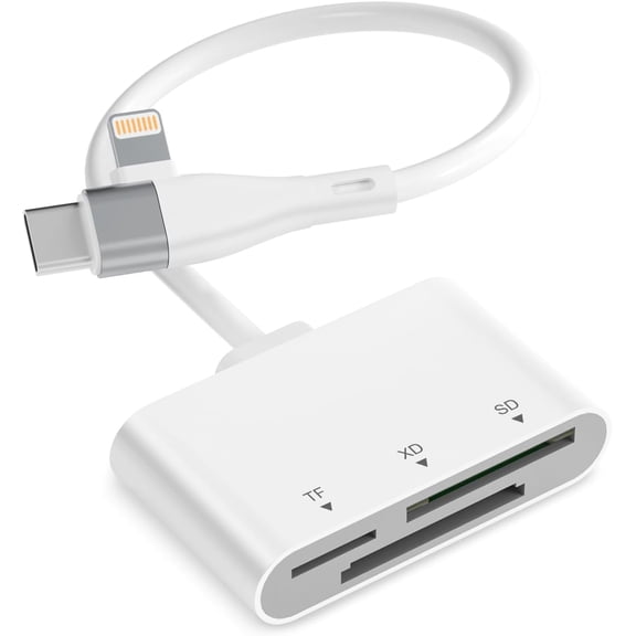 XD Card Reader for iPhone 17 16 15 14, 3-in-1 USB-C & Lightning SD Card Adapter for Olympus xD Picture Card, Micro SD Reader for MacBook, iPad, Android, Old Camera Photo Transfer