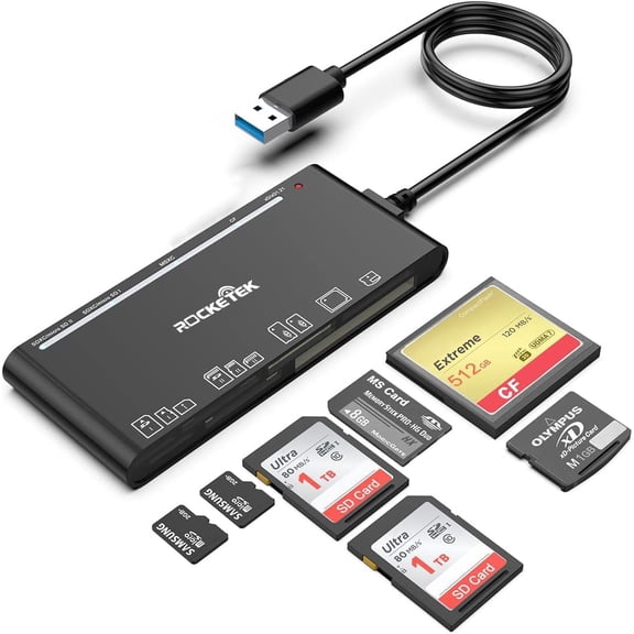XD Multi Card Reader, SD/TF/CF/Micro SD/XD/MS 7 in 1 USB3.0 Fast 5Gbps Memory Card Reader/Writer/Hub for SD SDXC SDHC CF CFI TF Micro SD Micro SDXC Micro SDHC MS MMC UHS-I Cards,Windows/Linux/Mac OS