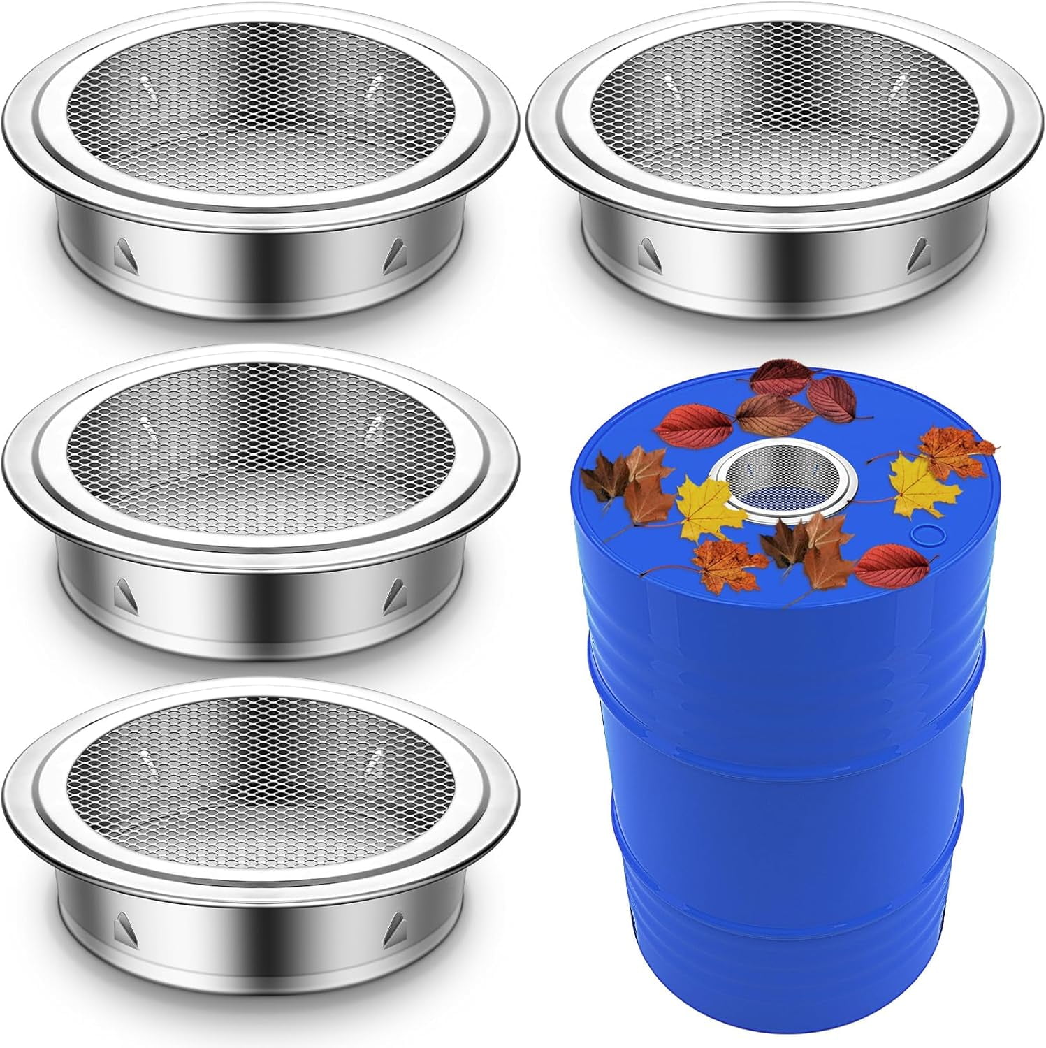 XD2-2 Pcs 6 Inch Rain Barrel Screen Aluminum Round Rain Barrel Inlet ...