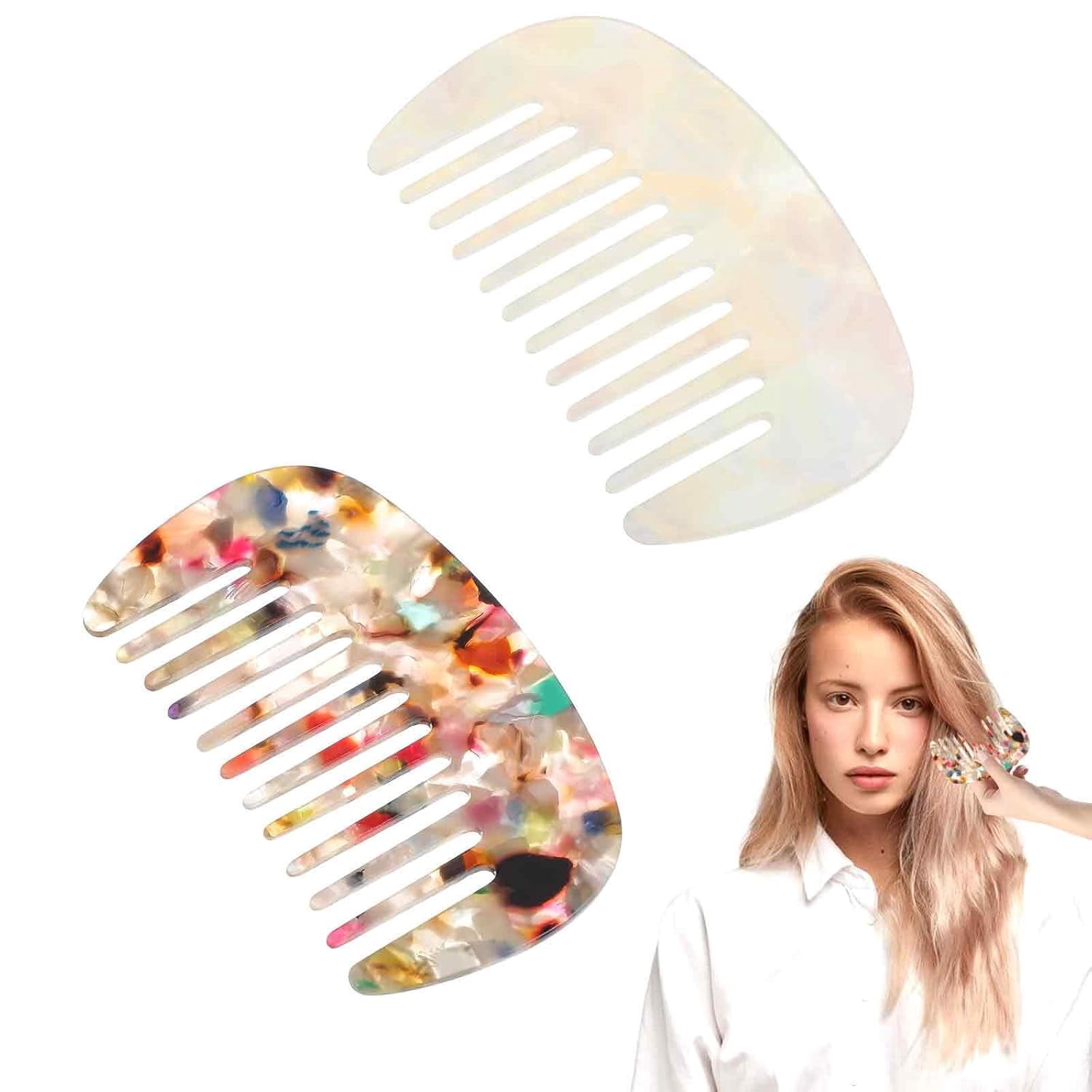 XD2-2PCS Hair Combs For Women, Dandruff Comb, Wide Tooth Combs, Travel ...