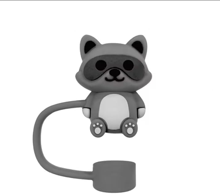 Raccoon Silicone Straw Cover For Stanley Tumblers (30oz & 40oz) - 10mm, Dust-Proof, Reusable Topper
