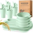 thumbnail image 1 of XD3-24 Pcs Wheat Straw Dinnerware Cutlery Set Including Divided Plates Microwave Dishwasher Safe Bowl Unbreakable Tableware Straw Cutlery Spoon Knife Fork*3, 1 of 7
