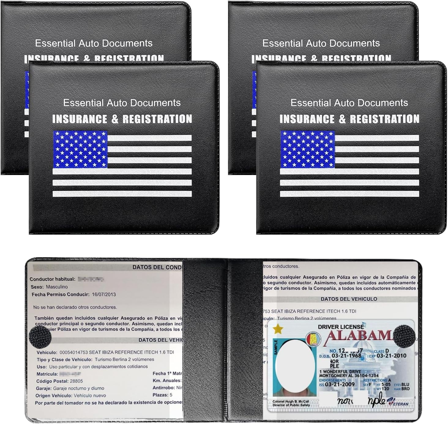 XD3-4 PCS Car Registration Insurance Holder, Auto Card and Document ...