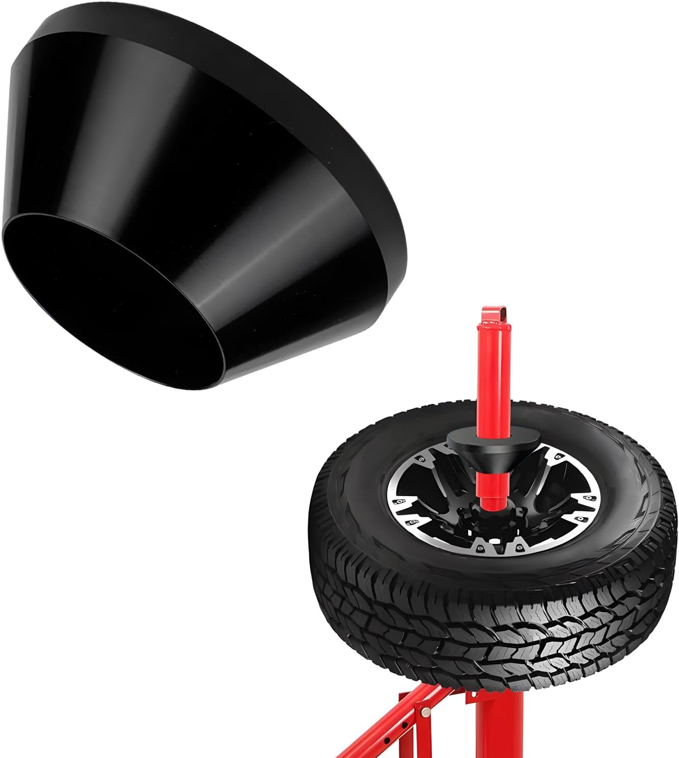 Tire Changer Centering Cone Adapter – Fits 1.67" Post, Up To 4.4" Hub, Matte Silver, For SUV/Truck Manual Tire Changers