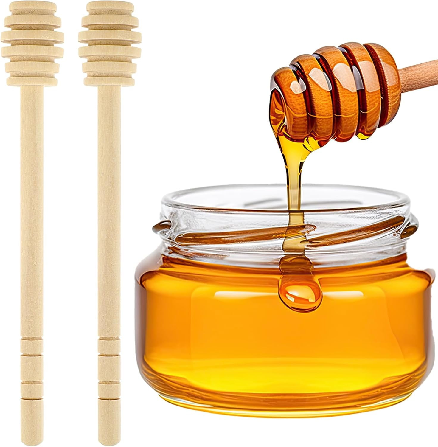 New Wooden Honey Stick Wood Honey Spoon Stir Bar For Honey Jar Supplies Long Handle Mixing Stick - View #9