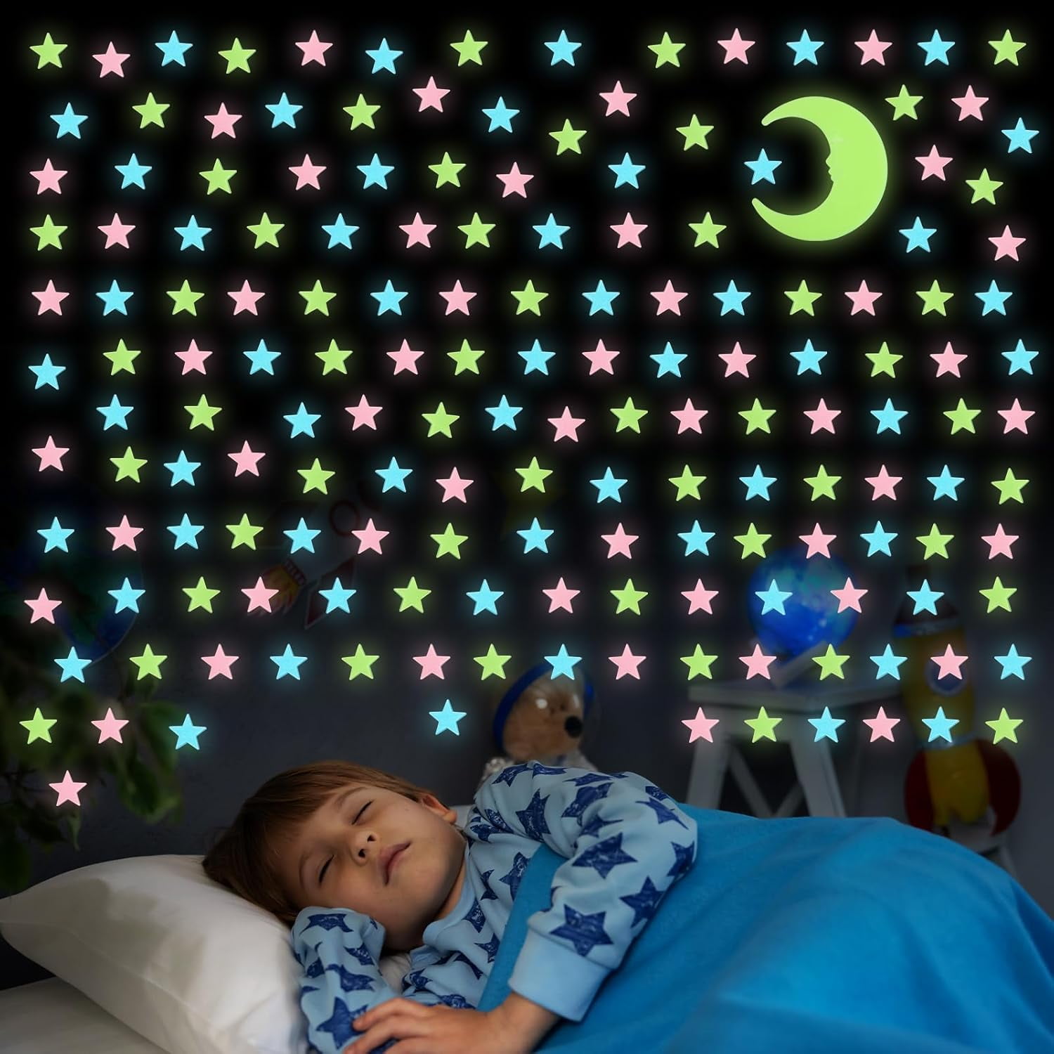 XD4-201Pcs Glow in The Dark Stars and Moon for Ceiling - Adhesive 3D ...
