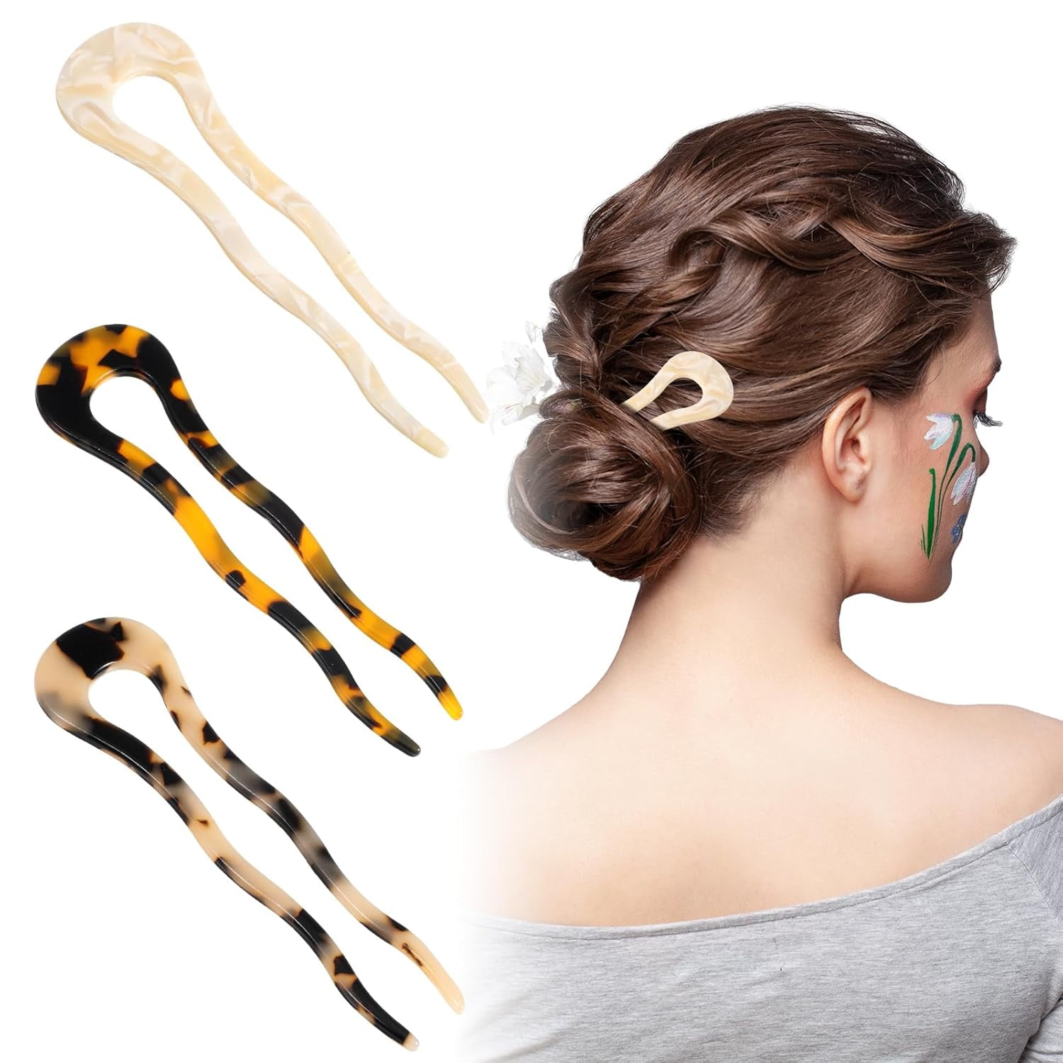 Long Tooth Chignon Pin Cellulose Acetate Versatile Hair Accessory 81xMkL51vML.jpg main image 2