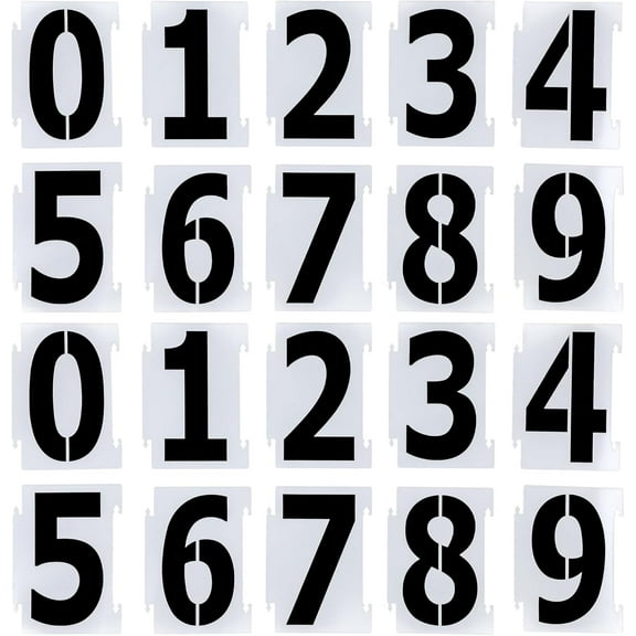 CD4-4 Inch Number Stencils for Painting, 0-9 Address Number Stencil Set, 20PCS Plastic Number Stencils, Curb Stencil Kit, Reusable Digital Templates for Painting on Cake Curb Road Wall*04