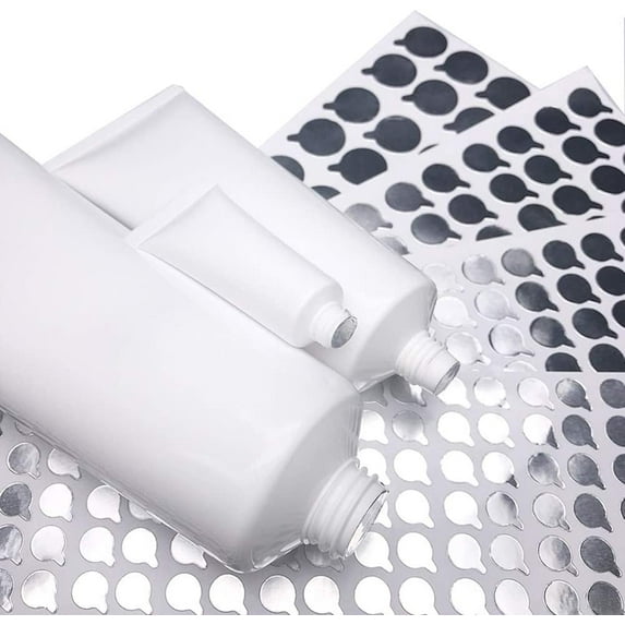 XD4-5 Sheets 11MM 0.43Inch Diameter Round Silver Aluminum Foil Sealing Stickers Soft Tube Lotion Cosmetic Bottles Stoppers Paster Sealers Liners for Cosmetic Bottle Jar Toothpaste Soft*04