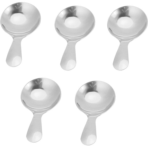 XD4-5pcs Mini Scoop for Canisters, Gold Mini Spoon Candy Scoops Stainless Steel Short Handle Spoon Salt Spoons Condiments Spoon Dessert Spoon(Silver)*04