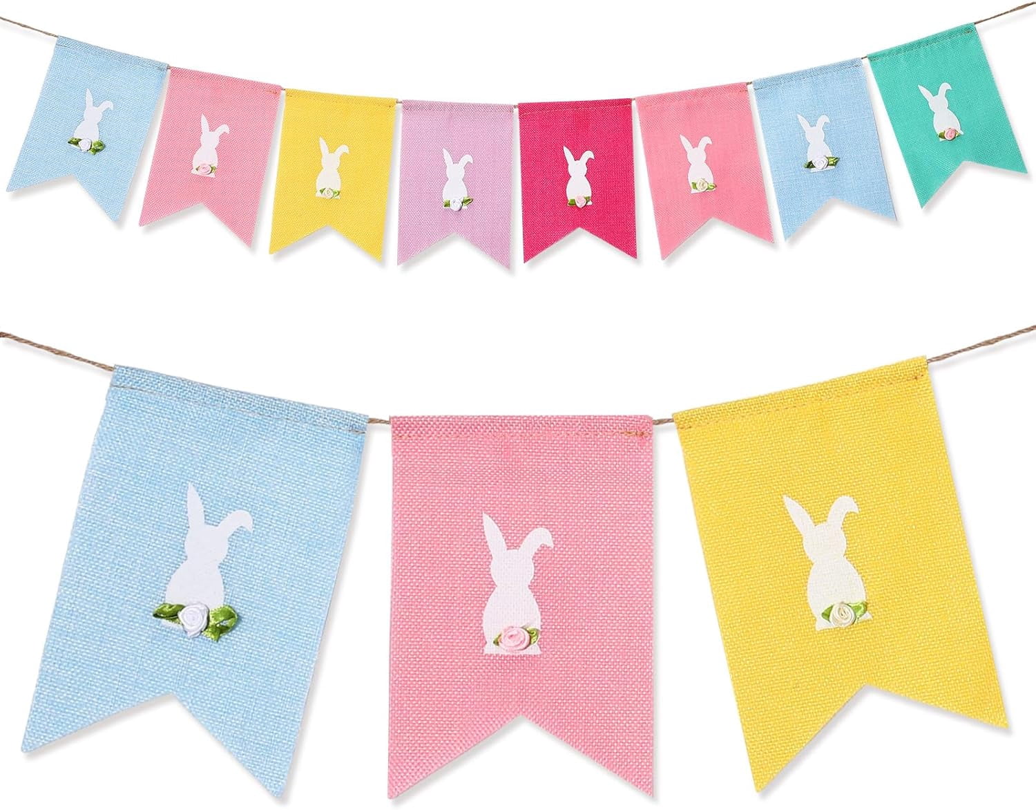 XD4-Easter Banner Burlap Garland Vintage Rabbit Felt Banners Colorful ...