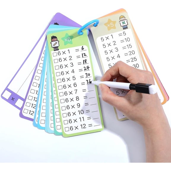 XD4-Flash Cards Multiplication, 0-12 with 2 Dry Erase Pens Educational Times Table Chart for Learning and Teaching Aids Classroom Home*04