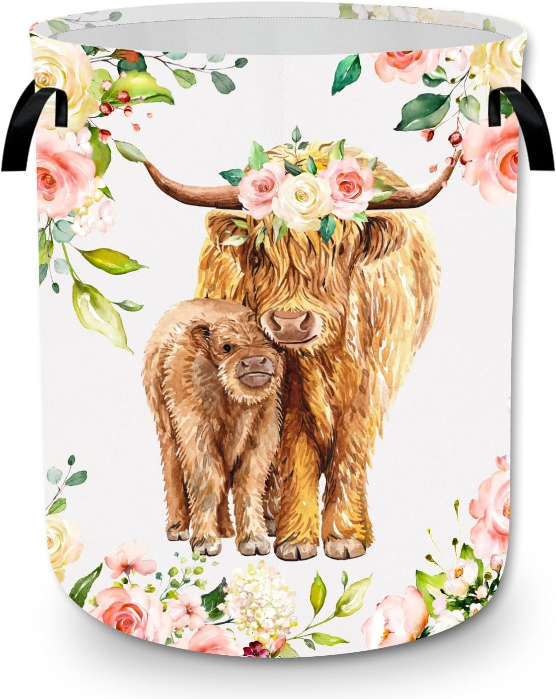 Pink Cow Pattern Print Laundry Basket