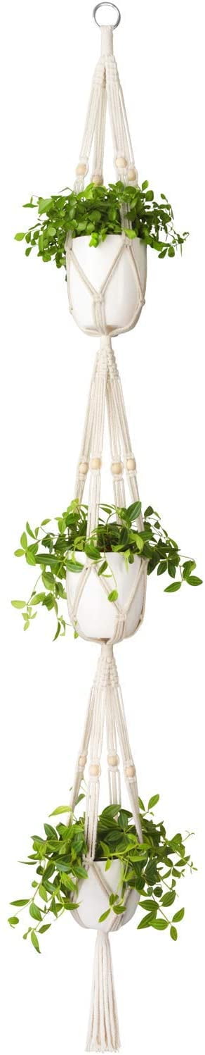 XD4-Macrame Plant Hanger 3 Tier Indoor Outdoor Hanging Planter Basket ...