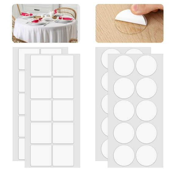Transparent Tablecloth Clips, 40 Pcs Removable Outdoor Table Cloth Holder Double Sided Mounting Tape Adhensive Dots Windproof Table Cover Clips for Picnic Poster Carpet Party Indoor Decor