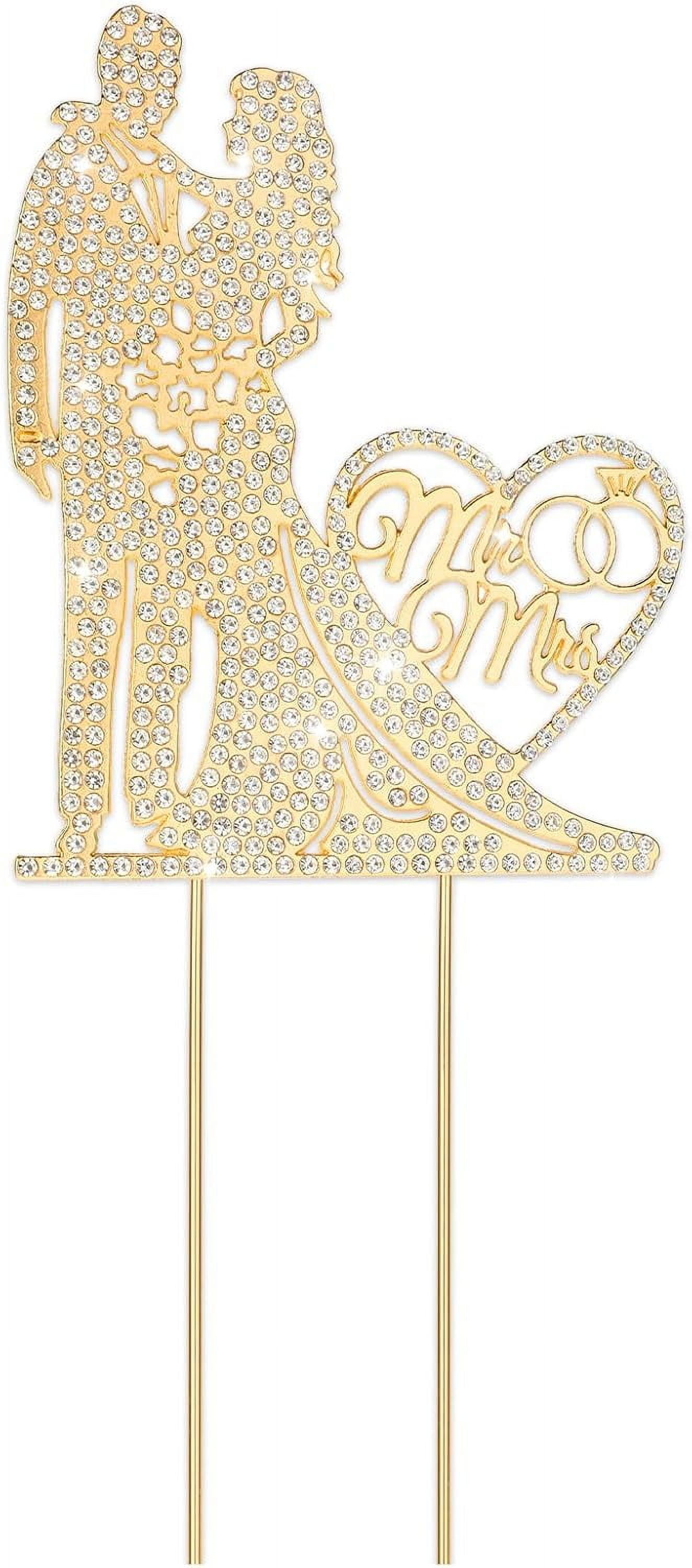 XD4-Wedding Cake Toppers Bride and Groom, Rhinestone Metal Mr and Mrs Cake  Topper, Elegant Gold Wedding Cake Topper for Bridal Shower, Anniversary,  Engagement Party Decorations*04 - Walmart.com, image size:1324x3000