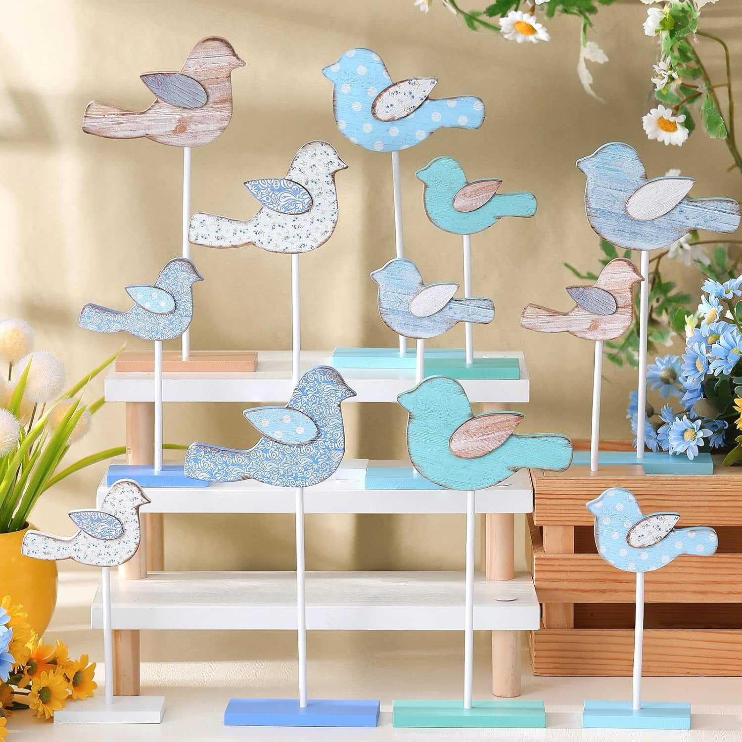XD5-12 Pcs Bird Spring Decorations, Bird Spring Tiered Tray Decor, Rustic  Farmhouse Birds Centerpiece for Home Tabletop Tiered Tray Decor-5 -  Walmart.com, image size:1500x1500