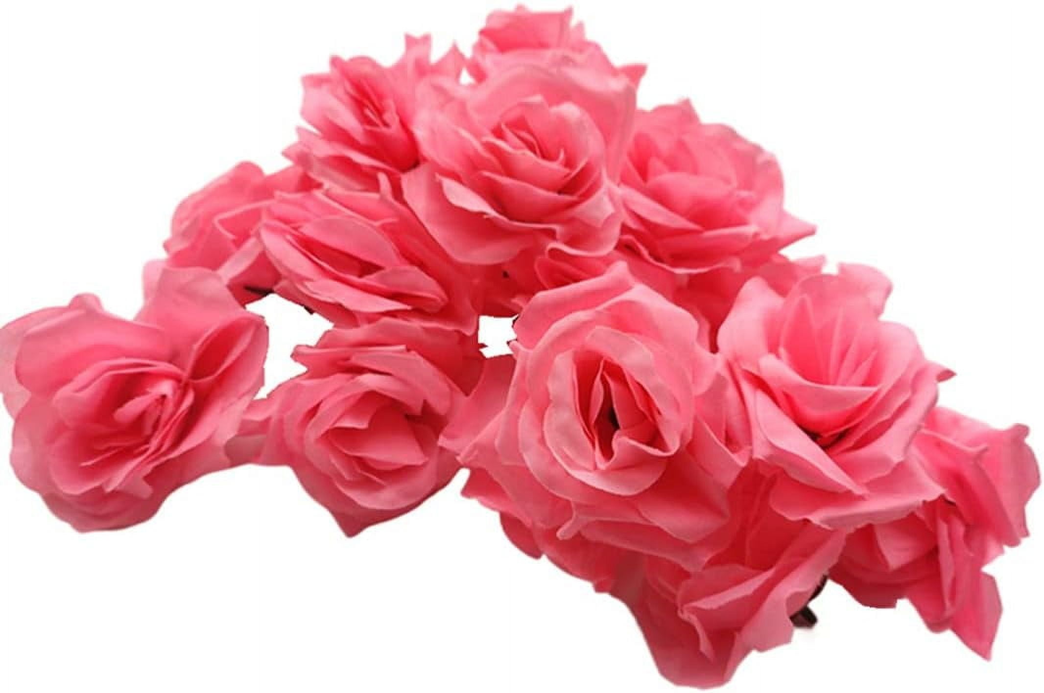 XD5-20 Pack Pink Artificial Rose Flower Heads Without Stem, 3 Inch ...