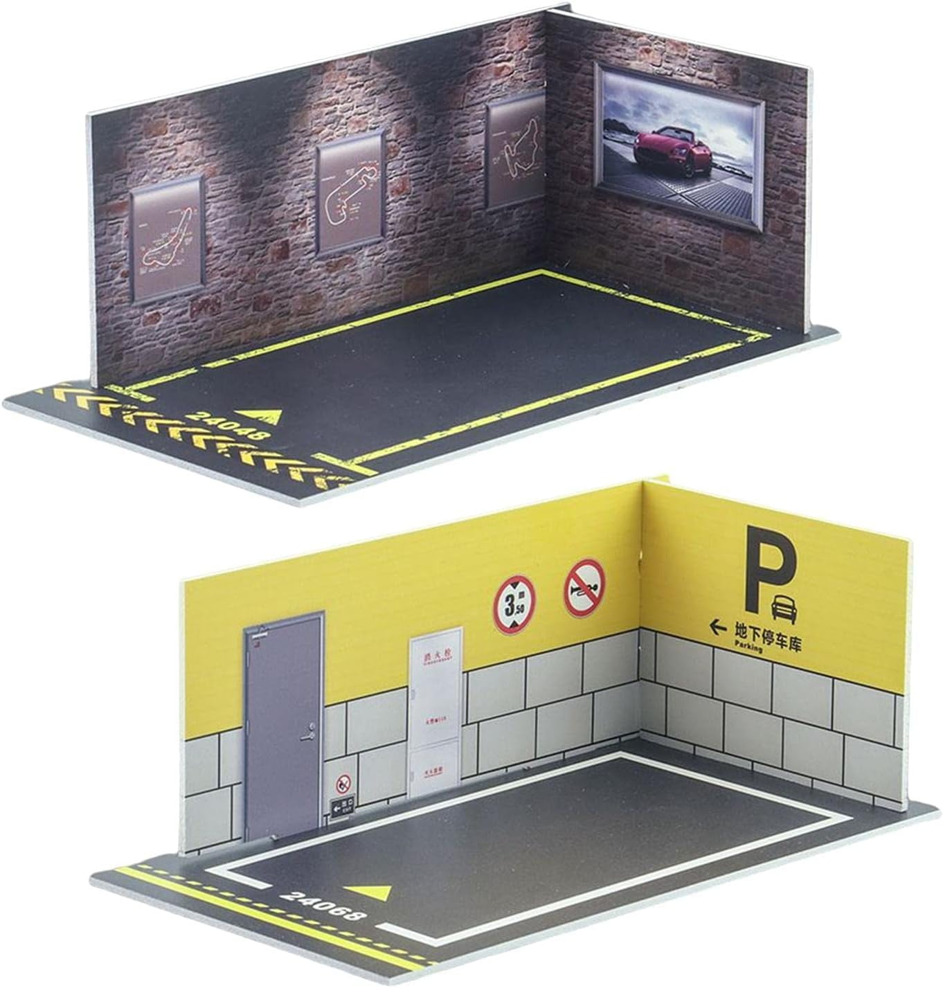 ☆ 1/64 Garage NEW 1:64 Scale Car Model Showroom LED Garage Scene Two-level