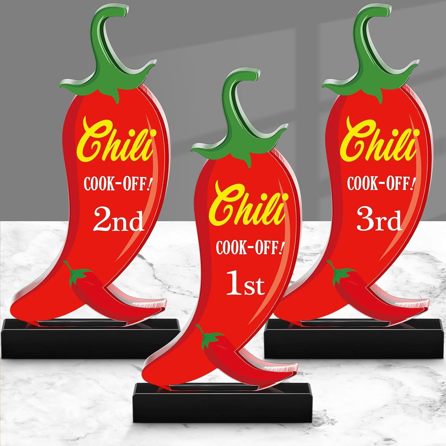 First Place Chili Cook Off Medal - 3 Inch Gold Trophy Medal With Ribbon, Award For Cooking Competitions