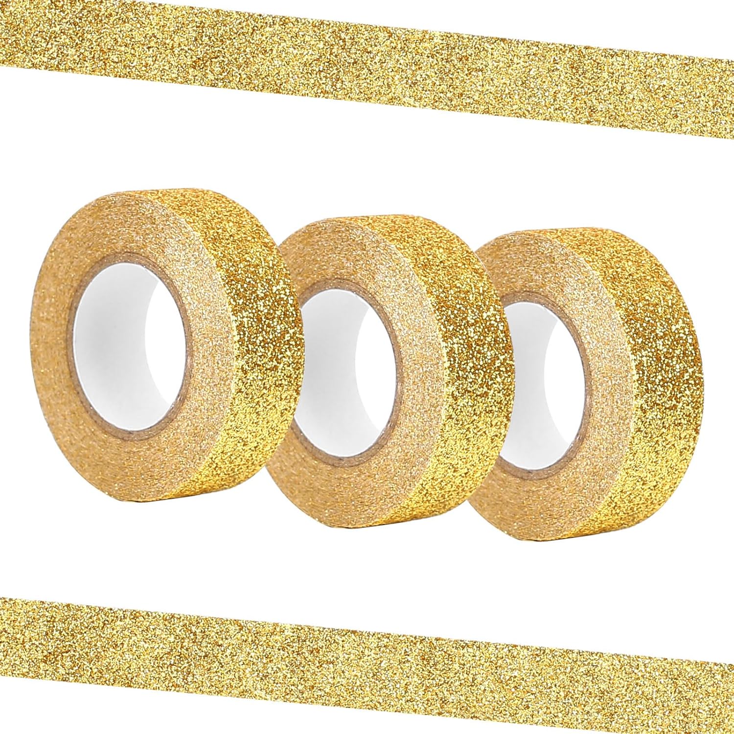 Nastro Adesivo Washi Oro Rosa 15mm X 5M, Effetto Lamina E Glitter Olografico Per Hobby - Foto 3