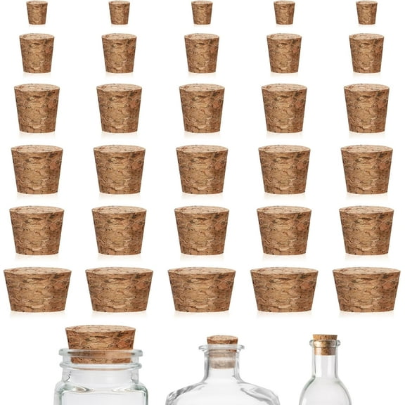 XD5-30 Pack Natural Soft Wood Corks, 6 Sizes Assorted Cork Stoppers, Wooden Tapered Wine Bottle Stoppers, Leakproof Wine Bottle Corks, Small Cork Plugs for DIY Crafts Wine Beer Bottles-5