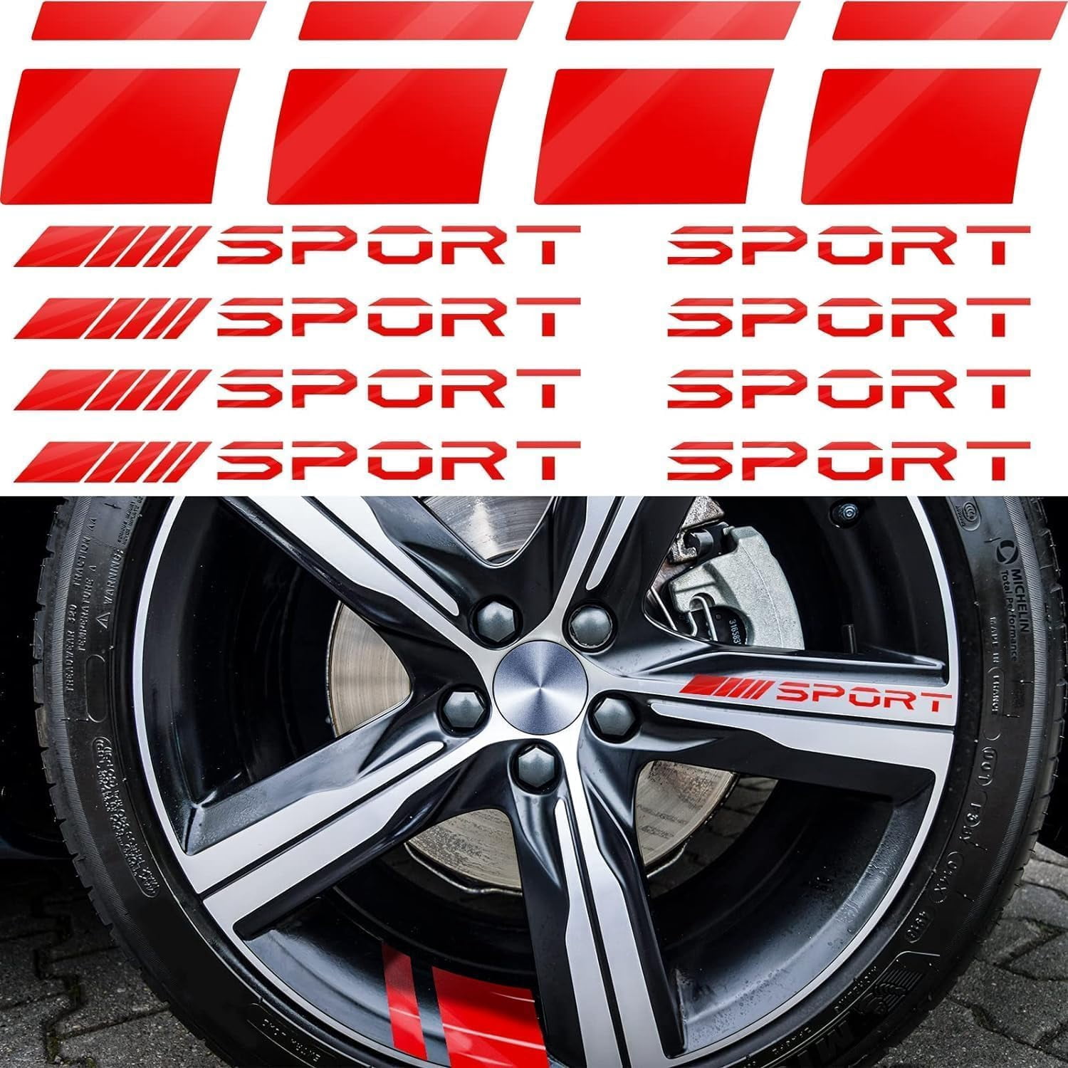 XD5-4Pcs Wheels Rims Sport Racing Decal Stripes Stickers Emblem Bumper ...