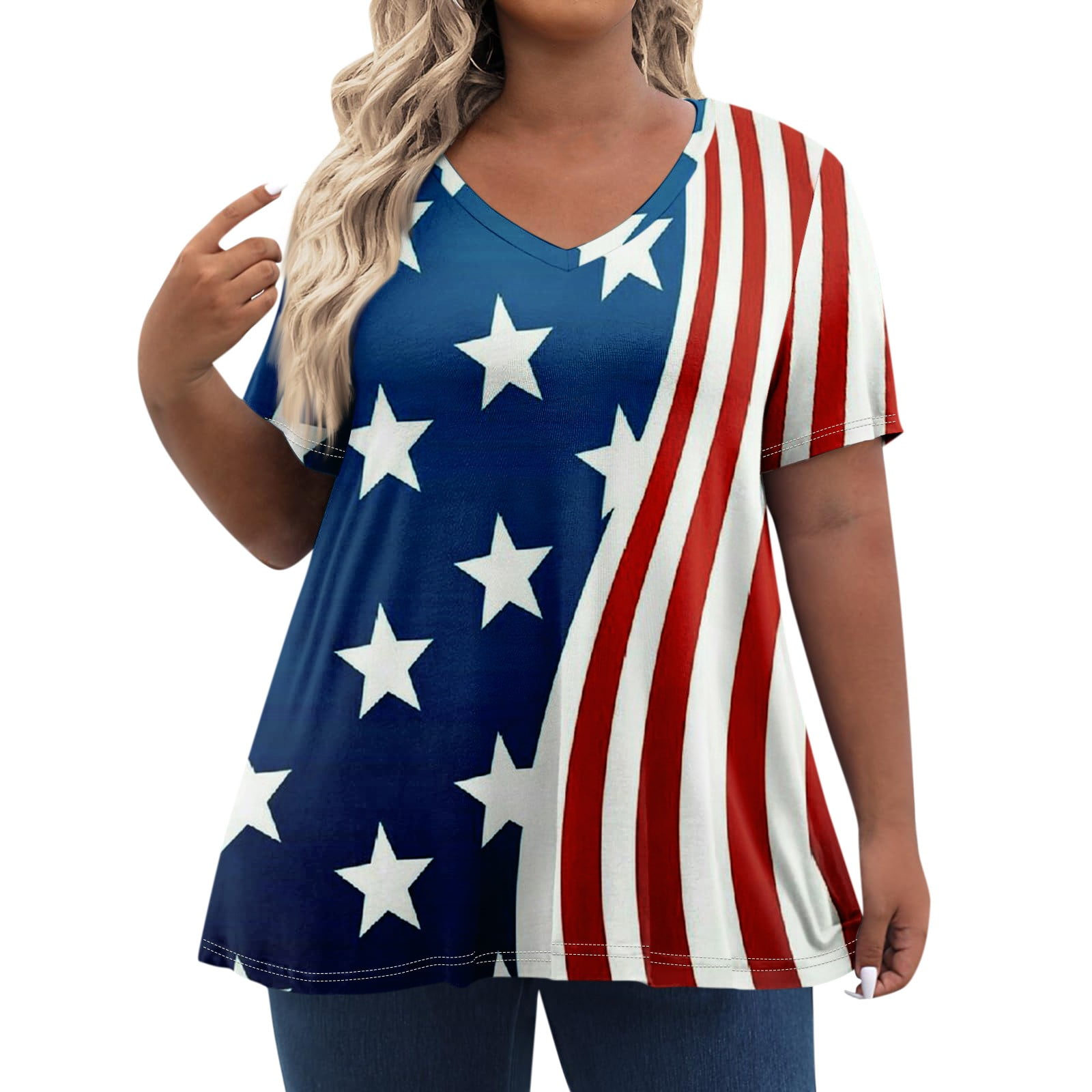 XDDLITP American Flag Plus Size Tunic Tops for Women 4x5x Sexy