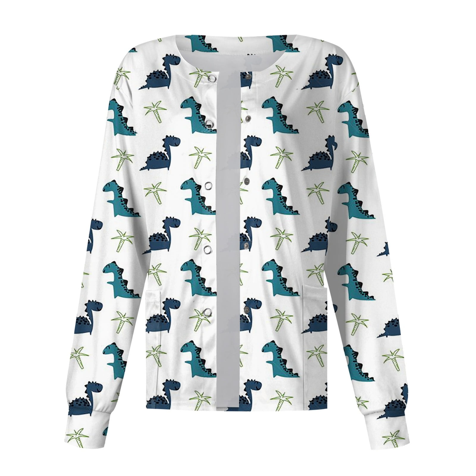 XDDLITP Black Scrub Jacket for Woman Long Sleeve Snap Front Warm up