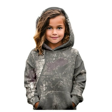XDDLITP Camo Hoodie Kids Maple-Leaf Print Long Sleeve Sweatshirts Oversized Drop Shoulder Trendy Pullover Tops with Pockets,Brown 150