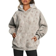 XDDLITP Camo Hoodie Womens Oversized Hooded Sweatshirts Maple Leaf Print Casual Loose Fit Hoodies Long Sleeved Pullover Tops with Pockets Dark Green 3XL