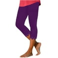 thumbnail image 1 of XDDLITP Capri Leggings for Women 2025 High Waist Tummy Control Leggings Summer Gym Athletic Workout Plus Size Joggers Solid Color Seamless Crop Pants,Purple M, 1 of 6