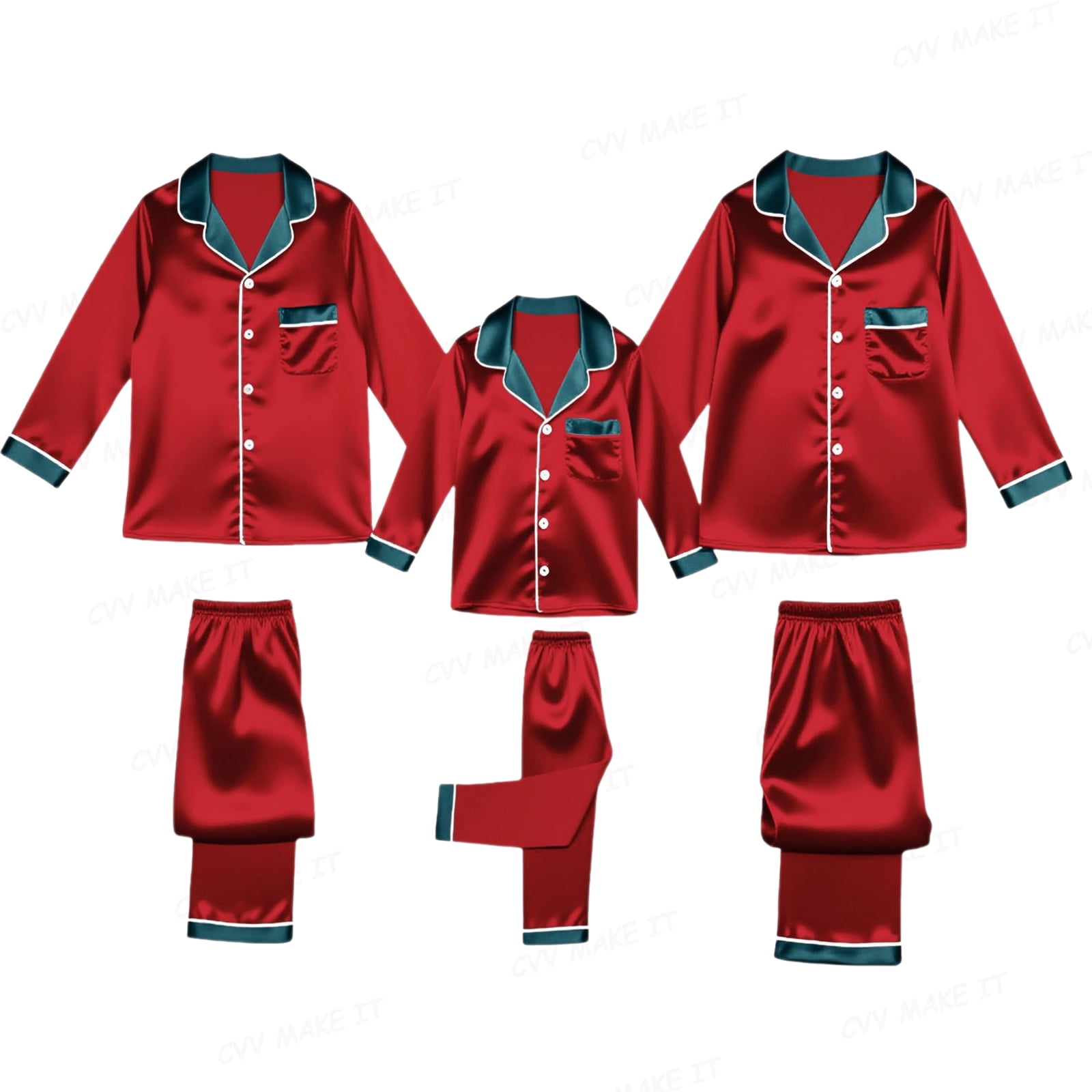 XDDLITP Family Christmas Pajamas Matching Sets 2025 Solid Silk Xmas ...