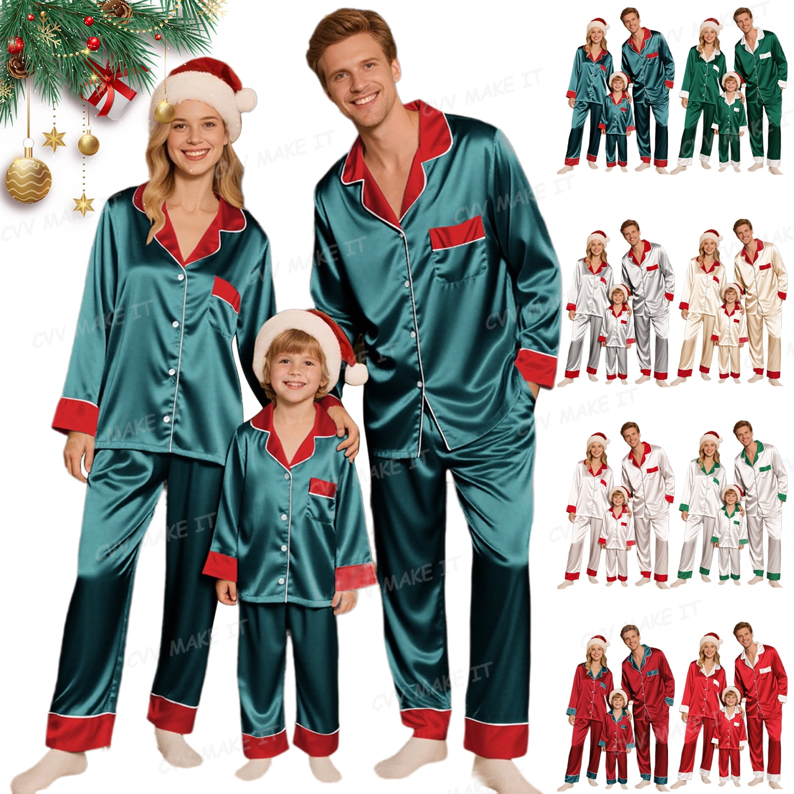 XDDLITP Family Christmas Pjs 2026 Soft Sleepwear Matching Sets Solid ...