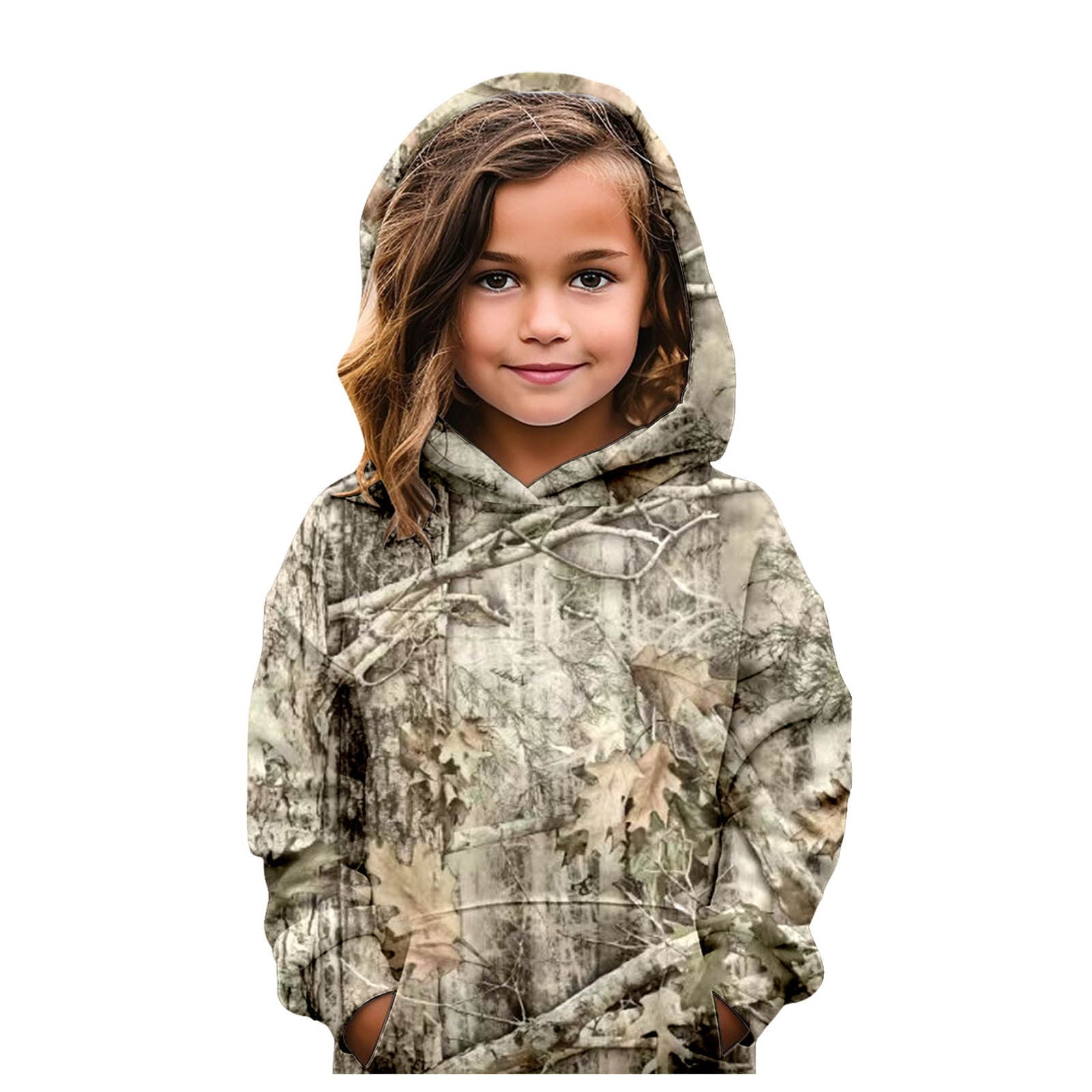 XDDLITP Kids' Camo Hoodies Maple Leaf Graphic Drop Shoulder