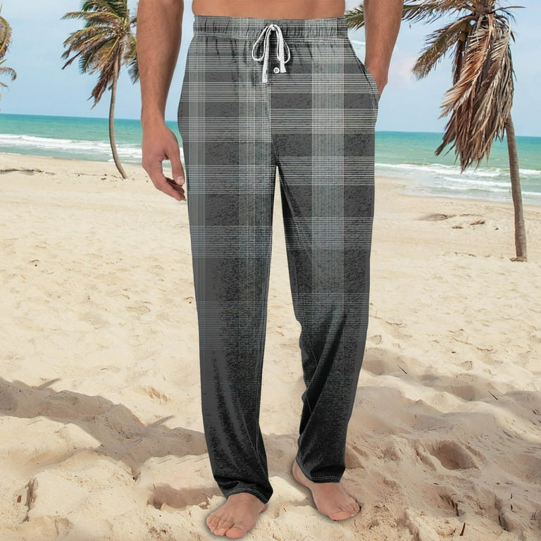 XDDLITP Light Gray Plaid Pajama Pants Men Comfy Pjs Pants Matching