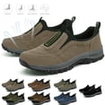 thumbnail image 1 of XDDLITP Men's Slip On Outdoor Shoes Orthopedic Design Waterproof Hiking Capable Non Slip & Arch Support Brown 47(US-11.5), 1 of 7