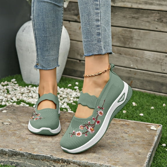 XDDLITP Orthopedic Casual Sneakers for Women Breathable Slip-On Walking Shoes Moderate Arch Support for Enhanced Comfort Mesh Upper for Workouts & Casual Outings,Green 41(US-9)