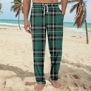 XDDLITP Plaid Pants for Men Checkered Pajama Pants Comfy Plaid Flannel Pajama Bottom Wide Leg Christmas Lounge Fluffy Pj Pants Sweatpants,Black L