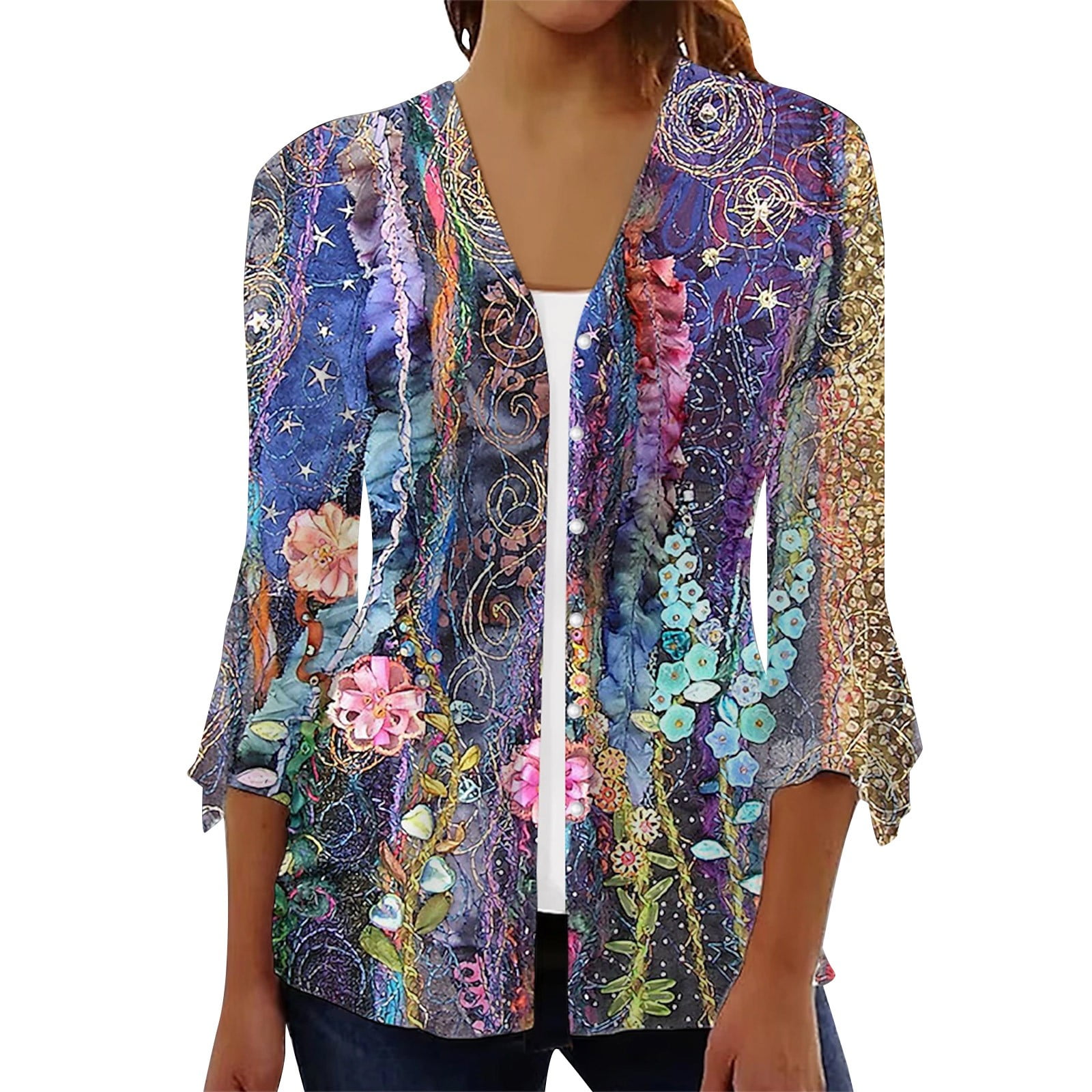 XDDLITP Plus Size Shrugs 3/4 Sleeve Cardigans for Women Lightweight