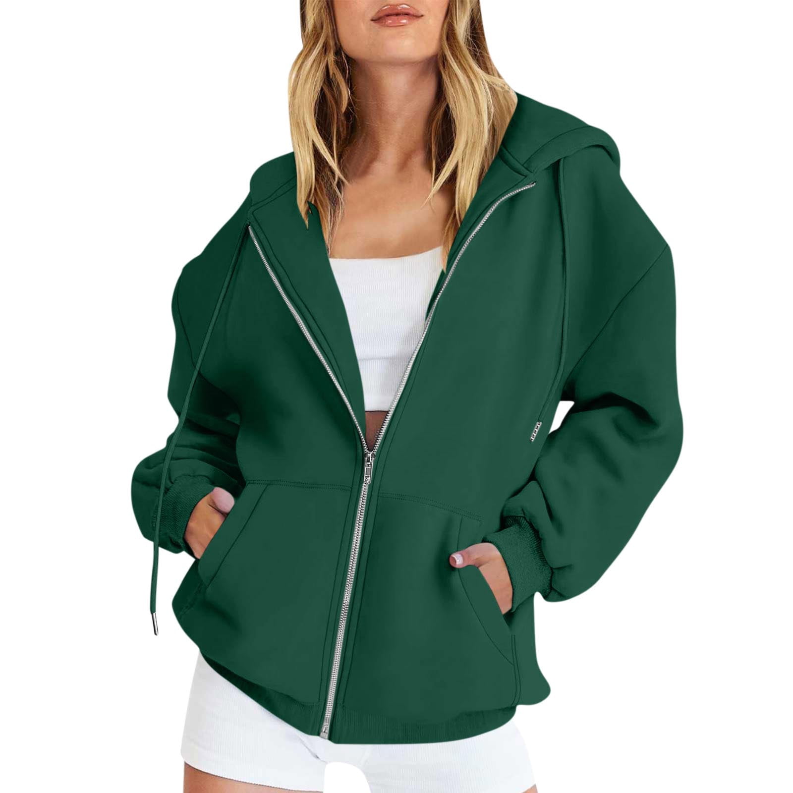 XDDLITP Zip Up Sweatshirt Women Oversized Full Zip Solid XDDLITP Zip Up Sweatshirt Women Oversized Full Zip Solid