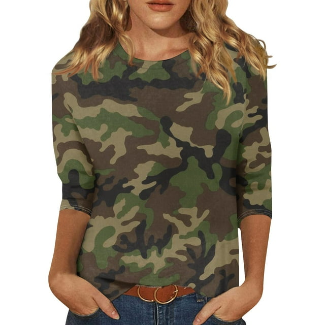 XDDLITP Tops for Women 2024 3/4 Sleeve Casual TShirt 2024 Fall Trendy