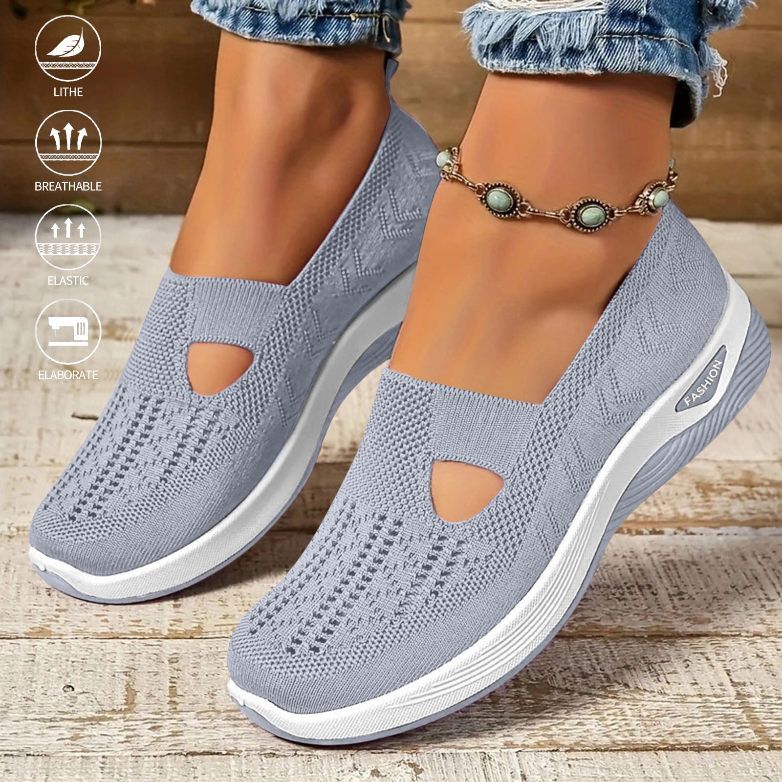 XDDLITP Women's Woven Orthopedic Walking Shoes Comfortable Wide